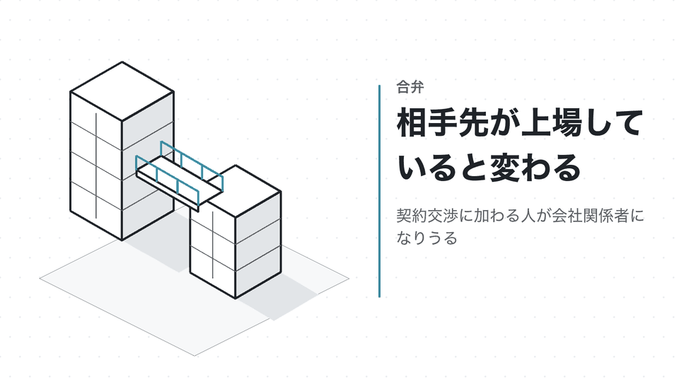 相手先が上場していると変わる。契約交渉に加わる人が会社関係者になりうる