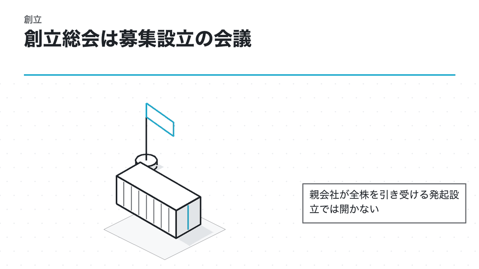 創立総会は募集設立の会議。親会社が全株を引き受ける発起設立では開かない