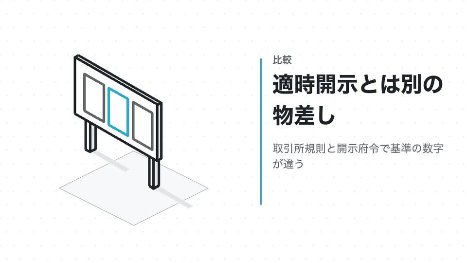 適時開示とは別の物差し。取引所規則と開示府令で基準の数字が違う