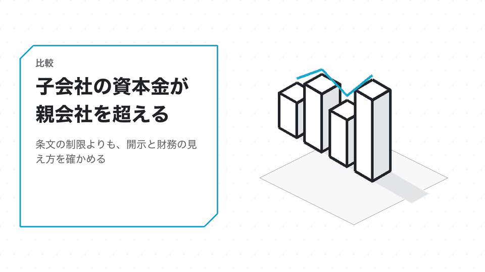 子会社の資本金が親会社を超える。条文の制限よりも、開示と財務の見え方を確かめる