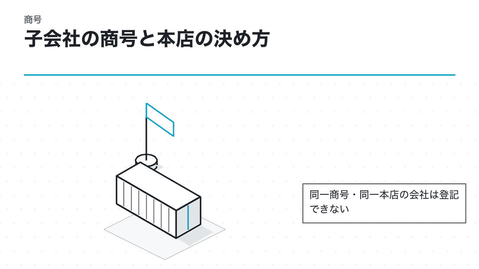 子会社の商号と本店の決め方。同一商号・同一本店の会社は登記できない