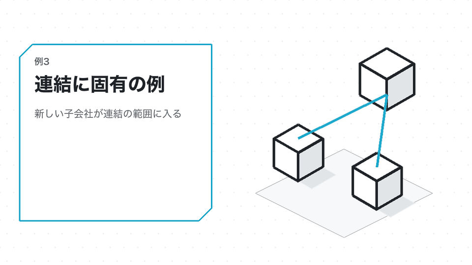 連結に固有の例。新しい子会社が連結の範囲に入る