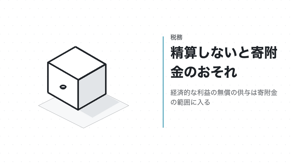 精算しないと寄附金のおそれ。経済的な利益の無償の供与は寄附金の範囲に入る