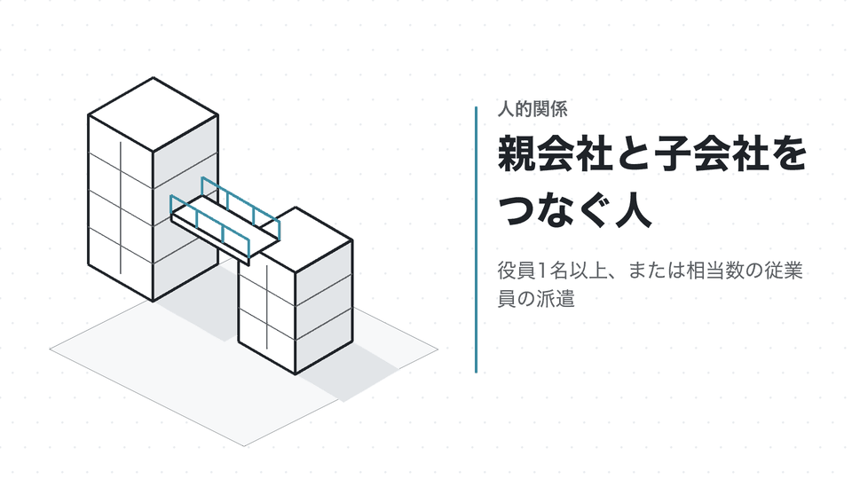 親会社と子会社をつなぐ人。役員1名以上、または相当数の従業員の派遣