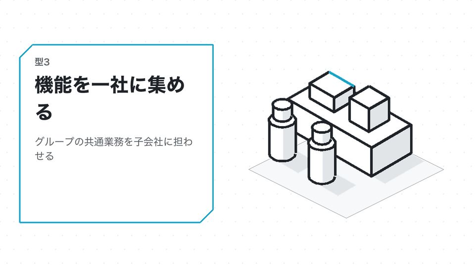 機能を一社に集める。グループの共通業務を子会社に担わせる